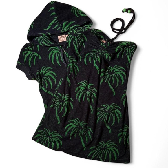 Juicy Couture Other - Y2K Juicy Couture terrycloth set navy and green palm tree print small